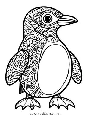 Penguen boyama sayfası – renkli çizimler, okul öncesi