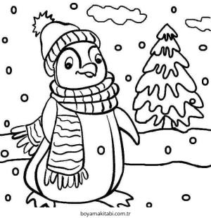 Penguen boyama sayfası – keyifli zaman, renkli çizimler