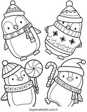 Penguen boyama sayfası – çocuklar için, çizgi film temalı