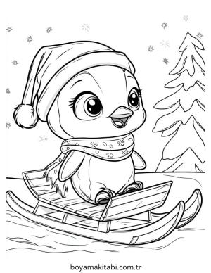 Penguen boyama sayfası – çocuklar için, çizgi film temalı