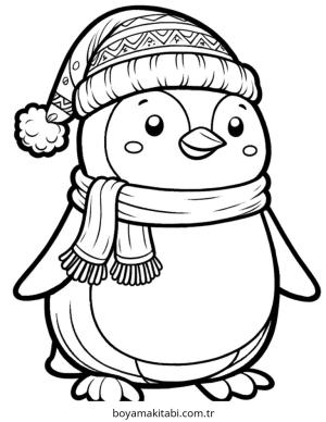 Penguen boyama sayfası – sanatsal çalışma, çocuklar için