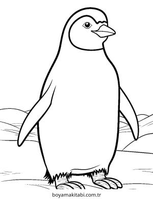 Penguen boyama sayfası – sanatsal çalışma, çocuklar için