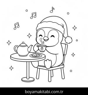 Penguen boyama sayfası – PDF indir, sevimli karakter