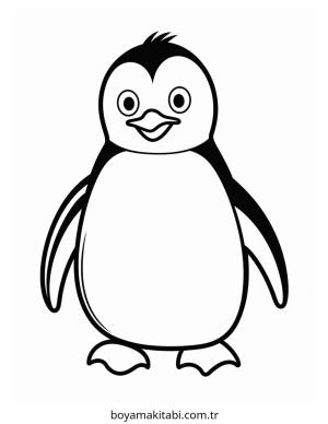 Penguen boyama sayfası – çizgi film temalı, basit çizim