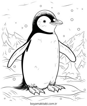 Penguen boyama sayfası – kolay boyama, eğitici aktivite