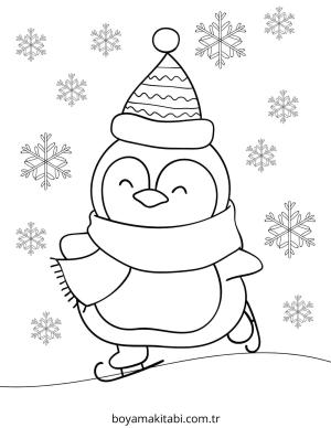 Penguen boyama sayfası – PDF indir, sevimli karakter