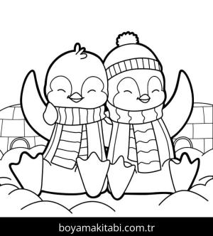 Penguen boyama sayfası – PDF indir, sevimli karakter