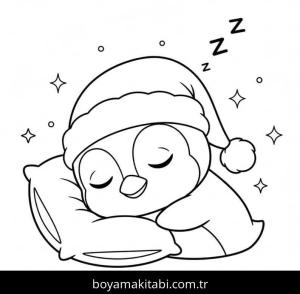 Penguen boyama sayfası – çocuklar için, çizgi film temalı