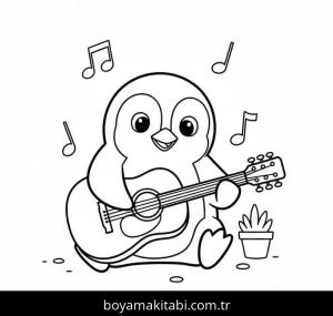 Penguen boyama sayfası – basit çizim, kolay boyama