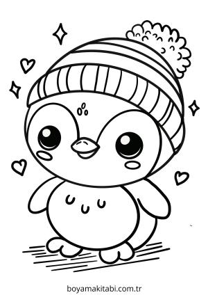 Penguen boyama sayfası – çocuk aktivitesi, PDF indir
