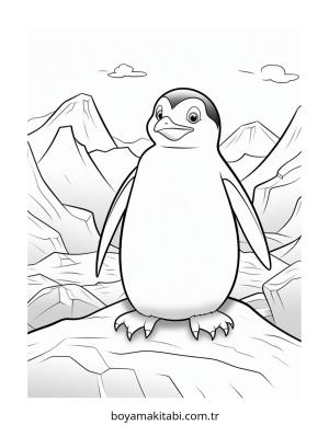 Penguen boyama sayfası – renkli çizimler, okul öncesi