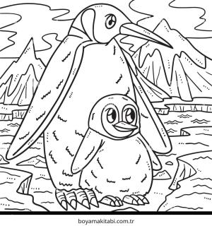 Penguen boyama sayfası – PDF indir, sevimli karakter