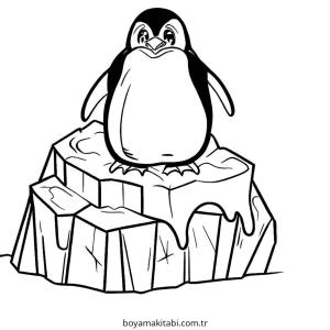 Penguen boyama sayfası – basit çizim, kolay boyama