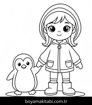 Penguen boyama sayfası – sanatsal çalışma, çocuklar için