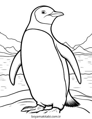 Penguen boyama sayfası – el becerilerini geliştirir, boyama çalışması
