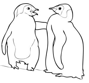 Penguenler boyama sayfası,  coloring page, İki Penguen Ayakta, 