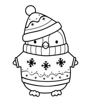 Penguen boyama sayfası,  coloring page, Noel’de Penguen, 