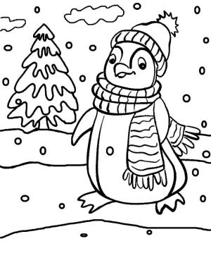 Penguen boyama sayfası,  coloring page, Noel Pengueni, 