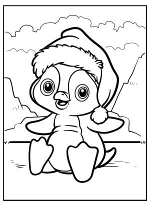 Penguen boyama sayfası,  coloring page, Oturan Penguen, 