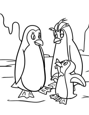 Penguen boyama sayfası,  coloring page, Aile Pengueni, 