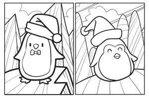 Penguen boyama sayfası,  coloring page, Sevimli Noel Pengueni, 