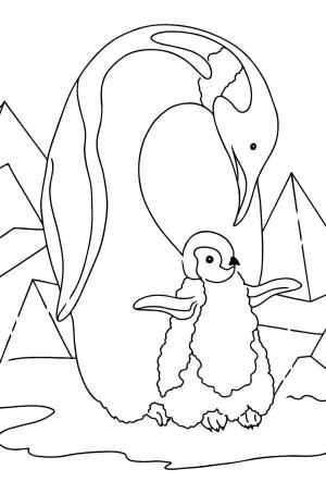 Penguen boyama sayfası,  coloring page, Anne Penguen ve Bebek Penguenler, 