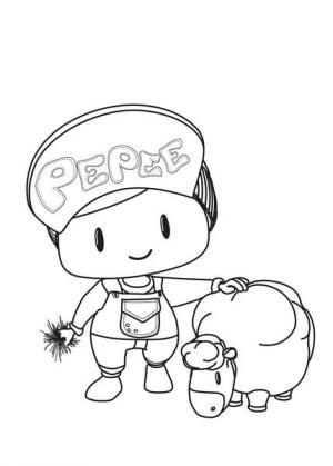 Pepee boyama sayfası,  coloring page, Pepee ile bir koyun, 