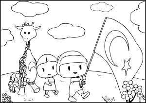 Pepee boyama sayfası,  coloring page, Pepee arkadaşlarıyla, 