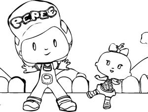 Pepee boyama sayfası,  coloring page, Bebee ile oynayan Pepee, 