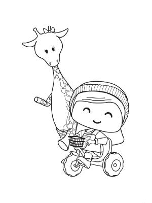 Pepee boyama sayfası,  coloring page, Zürafa ile oynayan Pepee, 