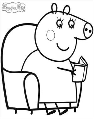 Peppa Domuz boyama sayfası,  coloring page, Mumya Domuz Okuma Kitabı, 