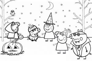 Peppa Domuz boyama sayfası,  coloring page, Cadılar Bayramı’nda Peppa Domuz, 