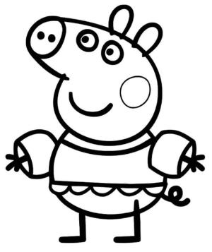 Peppa Domuz boyama sayfası,  coloring page, Peppa Domuz Yüzmeye Git, 