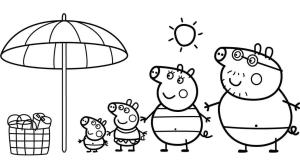 Peppa Domuz boyama sayfası,  coloring page, Peppa Domuz Ailesi Sahilde, 