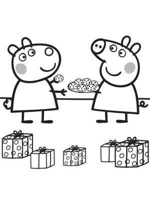 Peppa Domuz boyama sayfası,  coloring page, Peppa, Suzy’ye Çerezler Veriyor, 