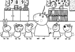 Peppa Domuz boyama sayfası,  coloring page, Sınıfta Peppa Domuz, 