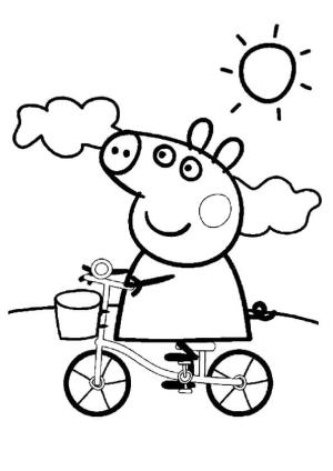 Peppa Domuz boyama sayfası,  coloring page, Peppa Bisiklet, 