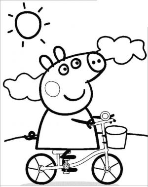 Peppa Domuz boyama sayfası,  coloring page, Peppa Domuz Binme Bisikleti, 