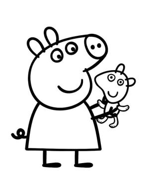 Peppa Domuz boyama sayfası,  coloring page, Peppa ve Oyuncak Ayı, 