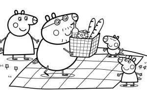 Peppa Domuz boyama sayfası,  coloring page, Peppa Pig Ailesi Pikniğe Git, 