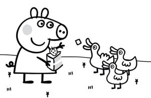 Peppa Domuz boyama sayfası,  coloring page, Peppa Domuz ve Ördekler, 