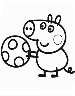 Peppa Domuz boyama sayfası,  coloring page, George Domuz ve Bir Top, 