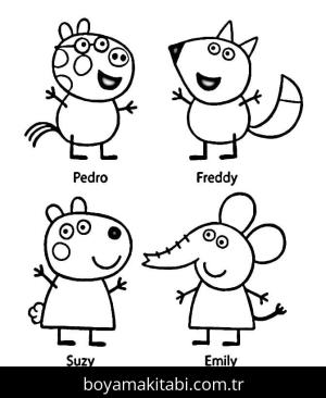 Peppa Pig boyama sayfası – sanatsal çalışma, çocuklar için