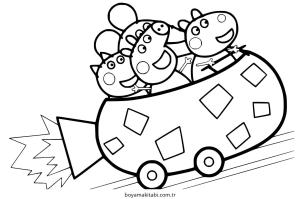 Peppa Pig boyama sayfası – basit çizim, kolay boyama