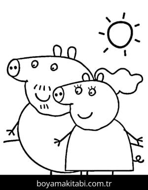 Peppa Pig boyama sayfası – renkli çizimler, okul öncesi