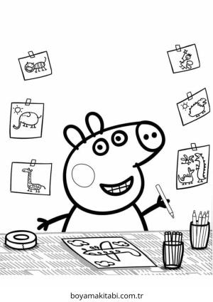 Peppa Pig boyama sayfası – sevimli karakter, sanatsal çalışma