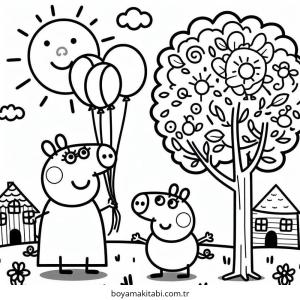 Peppa Pig boyama sayfası – çocuklar için, çizgi film temalı