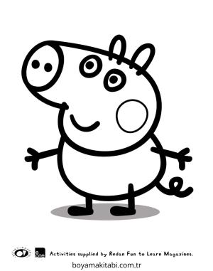 Peppa Pig boyama sayfası – kolay boyama, eğitici aktivite