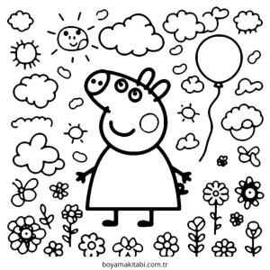 Peppa Pig boyama sayfası – çocuklar için, çizgi film temalı