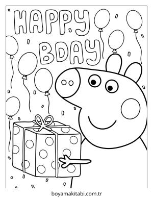 Peppa Pig boyama sayfası – PDF indir, sevimli karakter